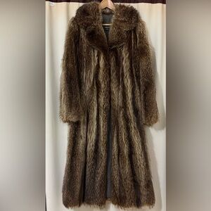 Vintage Brown Real Fur Jacket Coat size S